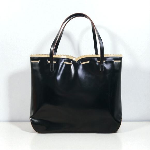 ANYA HINDMARCH Italian Leather Bow Handbag Tote Black Clasic Luxury Designer Y2K - Picture 2 of 13